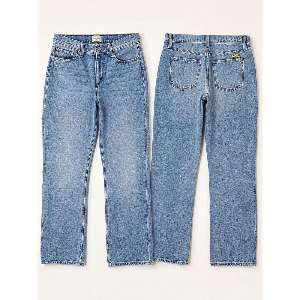 Favorite Daughter The Tommy Mid Rise Boyfriend Jeans Blue Denim Size 29 Floral